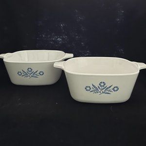2  - Vintage CorningWare ‘Cornflower’ Casserole Dishes 5 ½” x 5 ½”